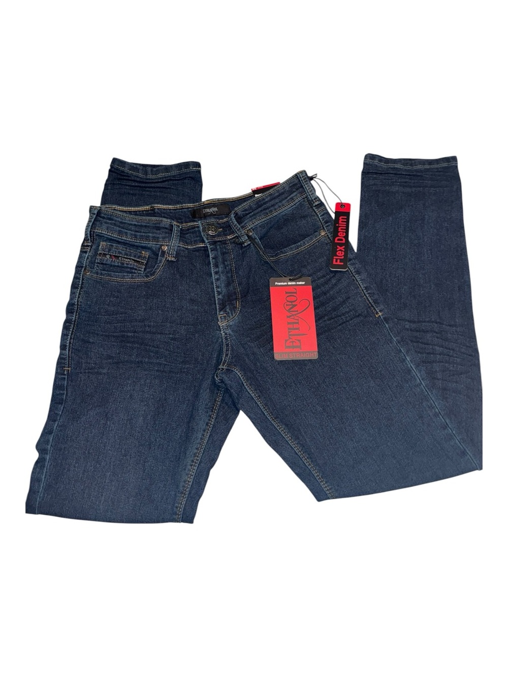 Men's Slim Straight Dark Blue Flex Denim Jeans